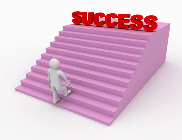 3D persoon traplopen die het woord succes op de top van t — Stockfoto