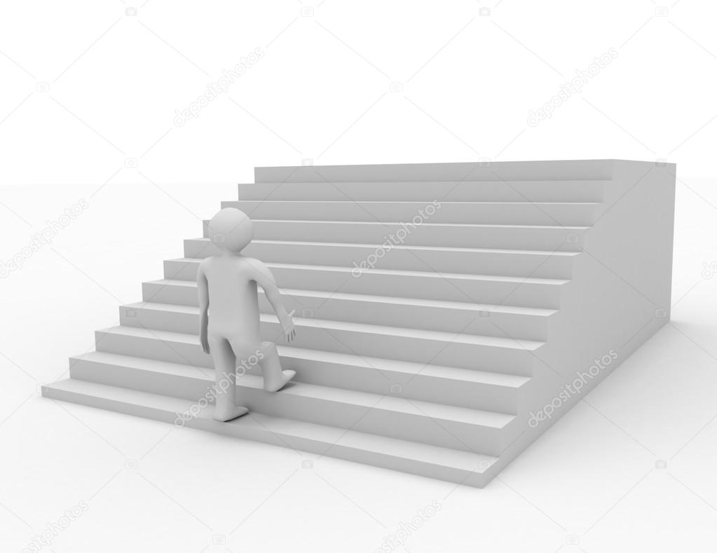 3d person climbing stairs. success concept