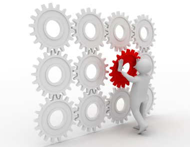 3D kişi bir motor SMM özel parçası koyarak