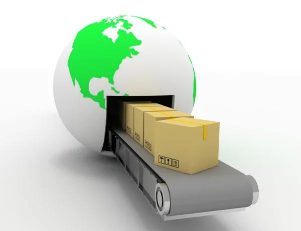 International package delivery and parcels shipping concept. 3d — Stock Photo, Image