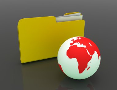 3D render illüstrasyon. Küresel ağ klasörüne - paylaşılan directo