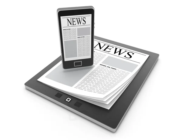 News on 3D mobile phone and digital tablet pc computer isolated Stock Photo