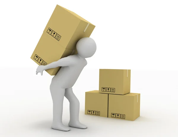 3d people - human character carry a big package . 3d render illu Royalty Free Stock Images