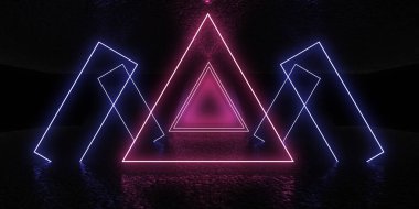 Neon lambalı 3 boyutlu özet arkaplan... 3 boyutlu illüstrasyon