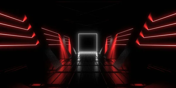 Abstrakter Hintergrund Mit Neonlicht Neon Tunnel Space Bau Illustration — Stockfoto