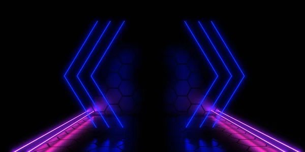 Framtida Datacenter Koncept Med Neonljus Illustration — Stockfoto