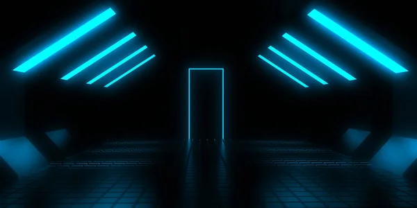 Abstracte Achtergrond Met Neonverlichting Neon Tunnel Space Constructie Illustratie — Stockfoto