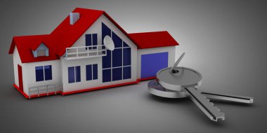 3d resimli 3D anahtar konsepte sahip 3D ev