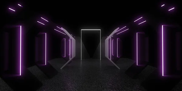 Abstracte Achtergrond Met Neonverlichting Neon Tunnel Space Constructie Illustratie — Stockfoto