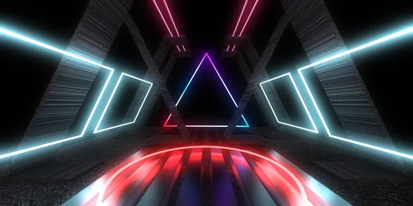 Abstracte Achtergrond Met Neonverlichting Neon Tunnel Space Constructie Illustratie — Stockfoto