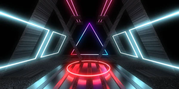 Abstraktní Pozadí Neonovými Světly Neonový Tunel Space Konstrukce Obrázek — Stock fotografie