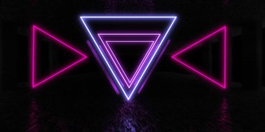 Üç boyutlu neon soyut arkaplan. Neon hatları. 3d illüstrasyon