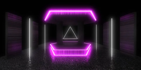 Abstract Background Neon Lights Space Construction Illustration — Stock Photo, Image