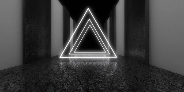 Sfondo Astratto Con Luci Neon Costruzione Tunnel Neon Space Illustrazione — Foto Stock