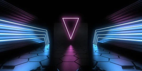 Abstracte Achtergrond Met Neonverlichting Neon Tunnel Space Constructie Illustratie — Stockfoto