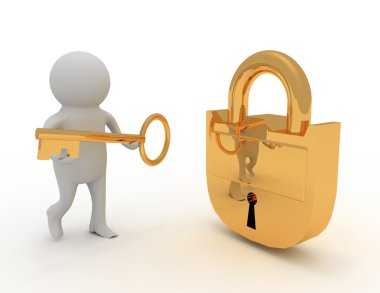 kişi bir anahtar ile kilidi açmak