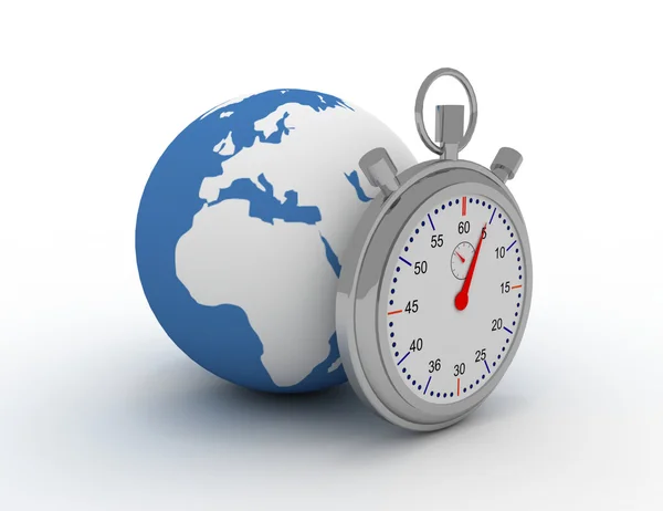 Stopwatch and globe — Stock Photo, Image