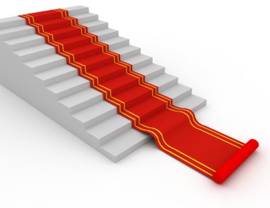 Kırmızı halı üzerinde başarı merdiveni