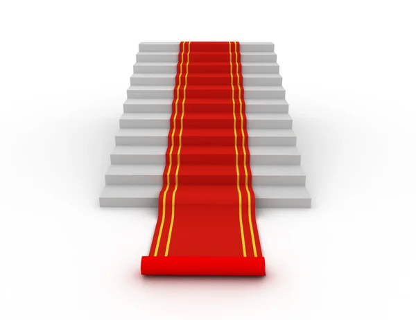 Красная дорожка на лестнице успеха — стоковое фото