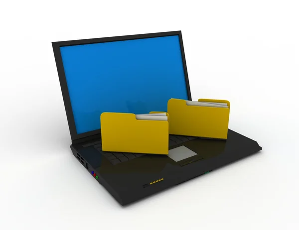 Laptop mit Ordnerkonzept — Stockfoto