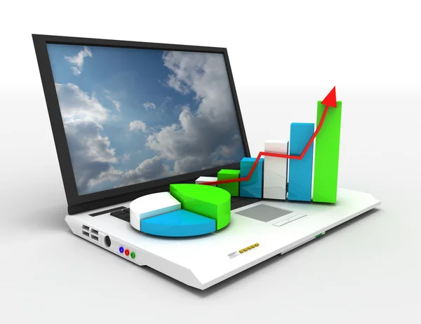 Business graph on laptop — Stock Photo, Image