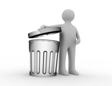 3D adam ve çöp kutusu