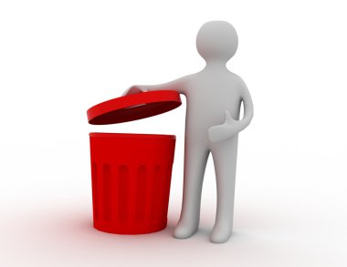 3D adam ve çöp kutusu