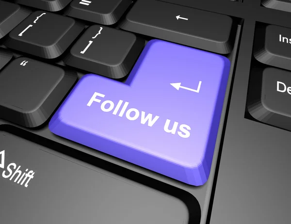 Keyboard with follow us button — Stock Photo, Image