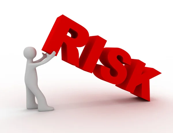 3D man lyfta ordet risk — Stockfoto