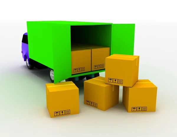 Caminhão com caixas — Fotografia de Stock