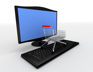 klavye monitör ve sepeti