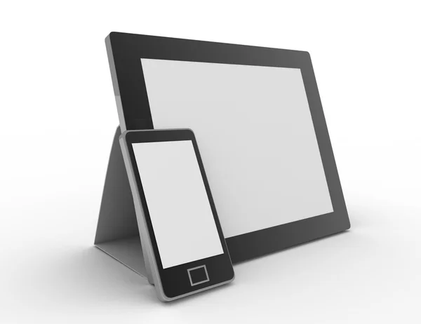 Zwarte abstracte tablet pc (pc) op witte achtergrond — Stockfoto