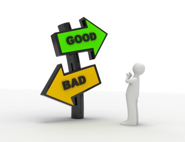 3d people - man, person and directional sign