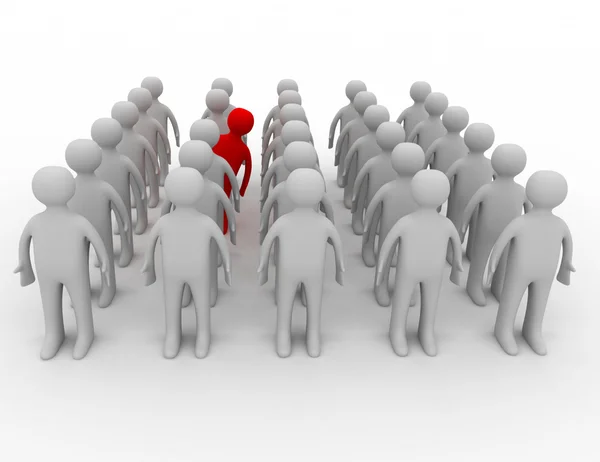 Many people in rows but one is acting differently — Stockfoto