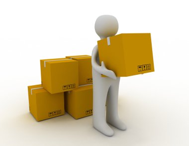 3D adam ve kargo kutusunu