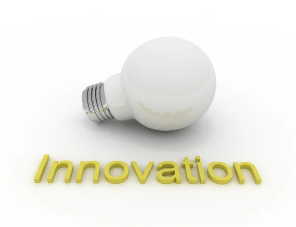 Light bulb is on the ground and in front of it is an Innovation — Stock Photo, Image