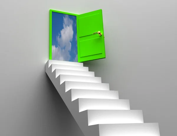 Conceito de porta e escadas — Fotografia de Stock