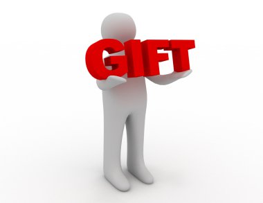 3d adam kelime hediye holding