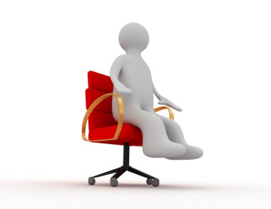 3d man sitting on business chair clipart