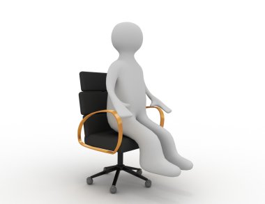 3d adam iş sandalyede oturuyor