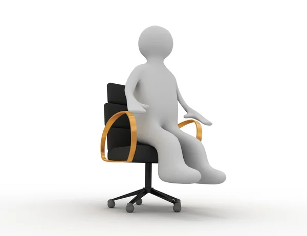 3d man sitting on business chair — Stock Photo, Image