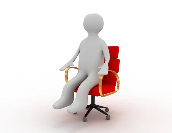 3D-man zit op zakelijke stoel — Stockfoto