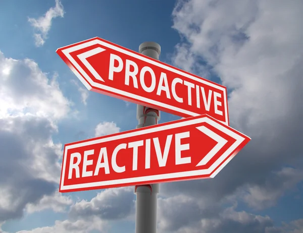 Two road signs - proactive reactive choice Stock Image