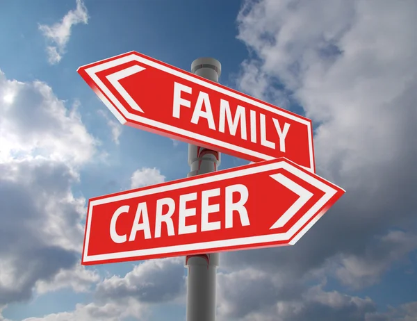 two road signs - family or career choice