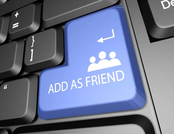 Add as friend button keyboard 3d — Stock Photo, Image
