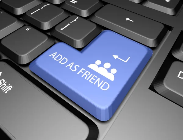 Add as friend button keyboard 3d — Stock Photo, Image