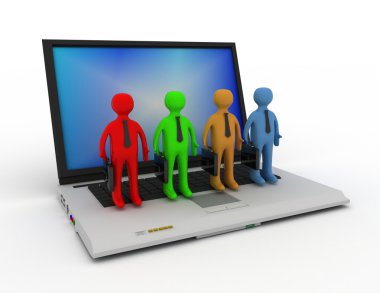 Ekip çalışması kavramı, beyaz 3d render illüstrasyon izole.