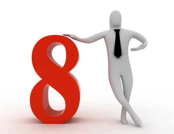 3d man hold number eight — Stock Photo, Image