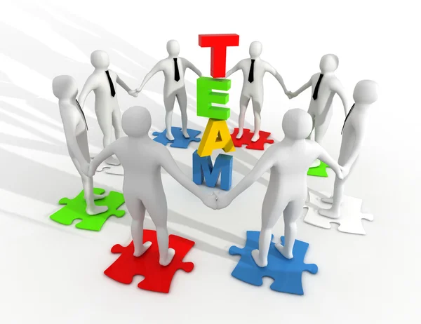 Koncepcja .teamwork biały biznesmen 3D — Zdjęcie stockowe