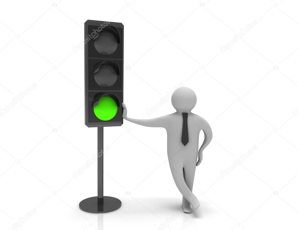 3d man and traffic light